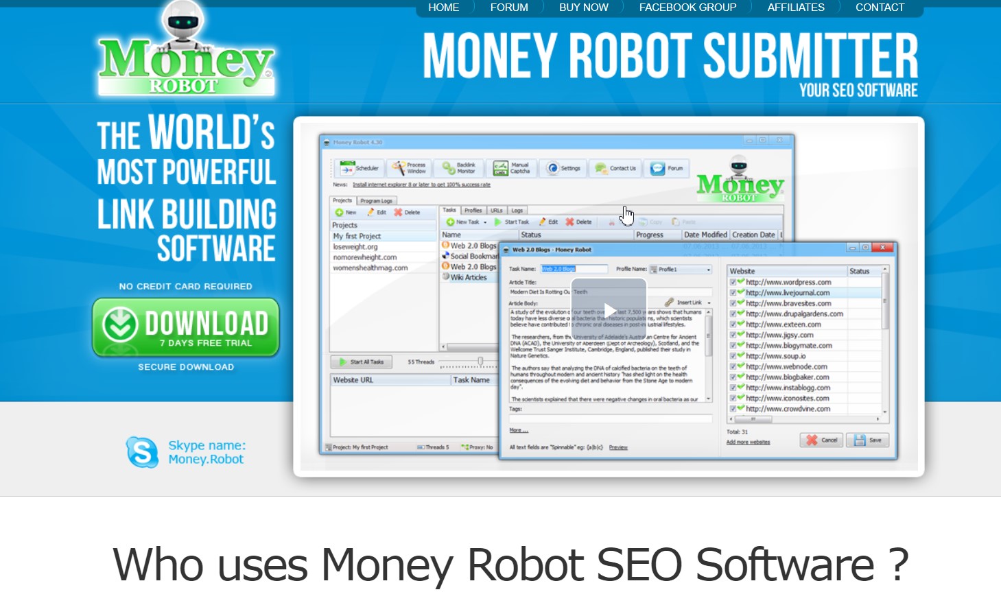 money robot seo link building tool